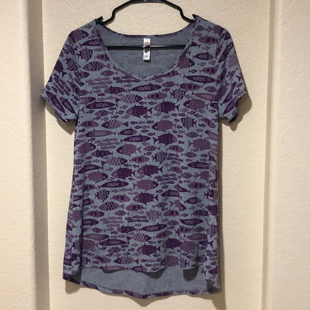 Lularoe Perfect Tee! Purple fish! Small